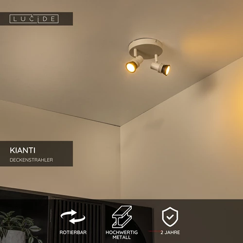 Lucide KIANTI - Deckenstrahler - Ø 15 cm - 2xGU10 - Taupe - USP